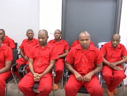 Los acusados de conspirar contra Teodoro Obiang, durante el juicio a puerta cerrada ante un tribunal militar en Guinea Ecuatorial.