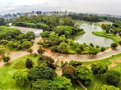 Vista aérea do Parque Ibirapuera, na zona sul de São Paulo.