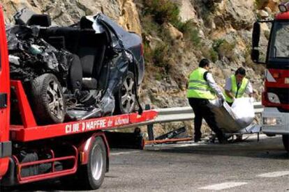 Colisión triple ocurrida el miércoles en Calpe, en la que murieron dos personas y otras dos resultaron heridas.