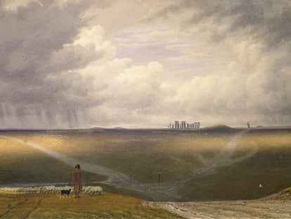 'Stonehenge - un día lluvioso', acuarela pintada por William Turner en 1840 que refleja el paisaje inglés en el momento en que se desencadena una borrasca.