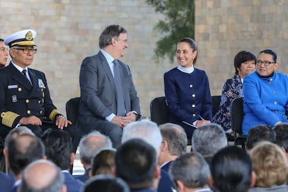 Claudia Sheinbaum y Marcelo Ebrard durante la presentación del ‘Plan México’.