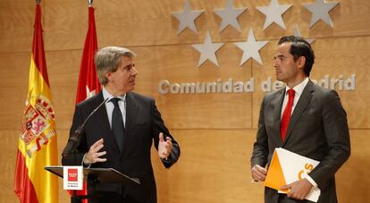 Ángel Garrido e Ignacio Aguado presentan el acuerdo de Presupuestos. 