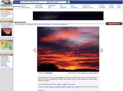 Sección fotográfica de la <i>web</i> meteorológica Weather Underground.