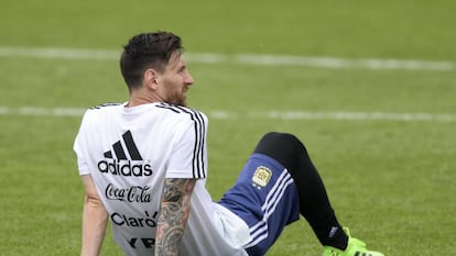 Messi, en un entrenamiento de Argentina. 
