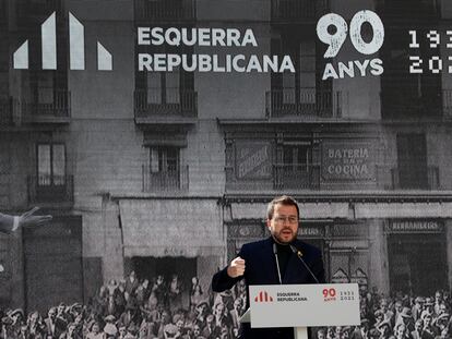 El candidato a la presidencia de la Generalitat por ERC, Pere Aragonès, el sábado en Barcelona.