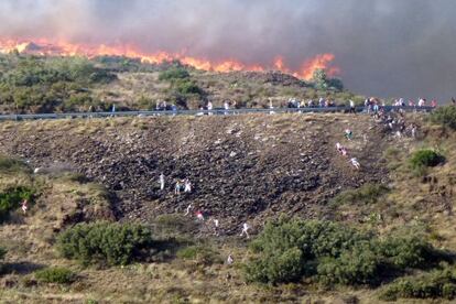 Acantilado de Portbou por donde intentaba escapar la gente acorralada por el fuego.