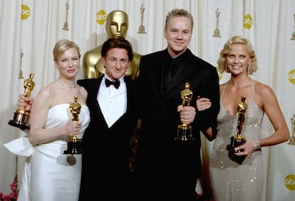 Renee Zellweger, Sean Penn, Tim Robbins y Charlize Theron, ganadores del Oscar.