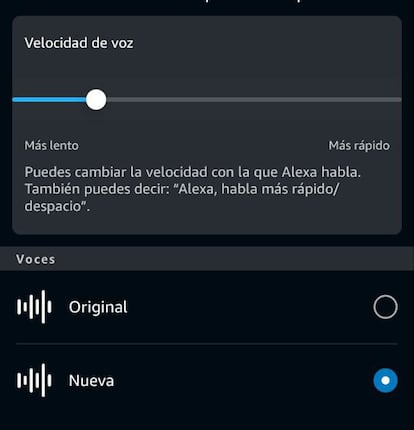 Opción del cambio de voz de Alexa de Amazon