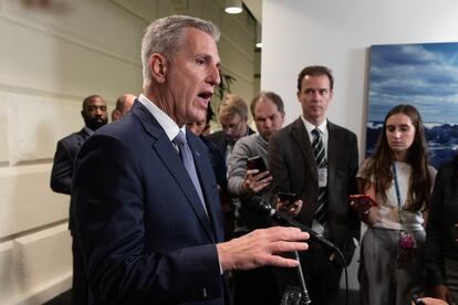 El presidente de la Cámara de Representantes, Kevin McCarthy, este sábado en el Capitolio.