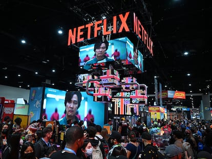 Netflix promociona su éxito 'El juego del calamar' en la Comic Con de San Diego.