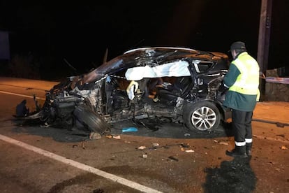 Accidente en Gondomar (Pontevedra) que dejó un fallecido y tres heridos. 