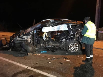 Accidente en Gondomar (Pontevedra) que dejó un fallecido y tres heridos. 