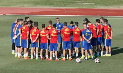 La selección, durante una concentración en Las Rozas.