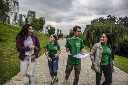 Members of the Fridays for Future movement Clara Martínez, Camila González, Jorge Martínez and Valeria Cruz in Mexico City.