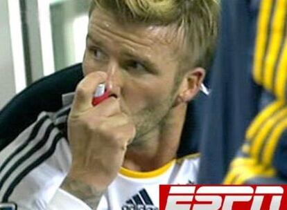 David Beckham, durante el partido del LA Galaxy y el Real Salt Lake.
