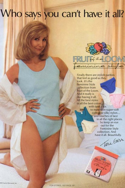 La actriz Teri Garr como imagen de la colección de ropa interior de la marca.