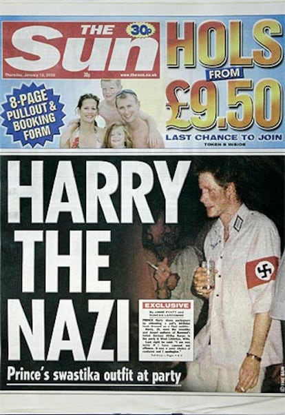 Este mismo tabloide británico difundió la foto de la polémica: el príncipe Harry ataviado como un nazi.