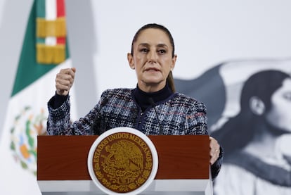 Claudia Sheinbaum en el Palacio Nacional de Ciudad de México, en junio.