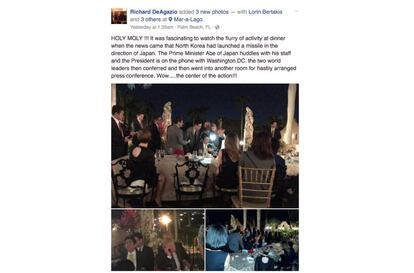 Imágenes publicadas por uno de los asistentes a la cena en el patio de Mar-a-Lago.