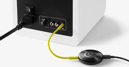 Chromecast Audio conectado a entrada auxiliar