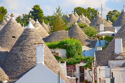 Las tradicionales casas 'trulli' en la región italiana de Apulia.