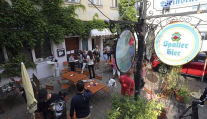 El lugar de la explosión en Ansbach (Alemania), vinculada al ISIS.