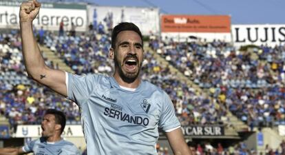 Borja celebra un gol del Eibar ante el Getafe