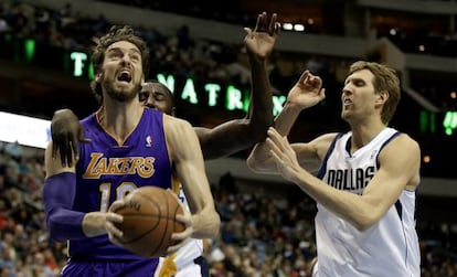 Gasol, en el partido de ayer contra Dallas.