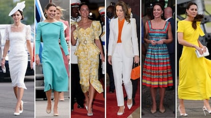 Seis de los 18 conjuntos que Kate Middleton ha lucido durante su gira por Belice, Jamaica y Bahamas, en marzo de 2022.