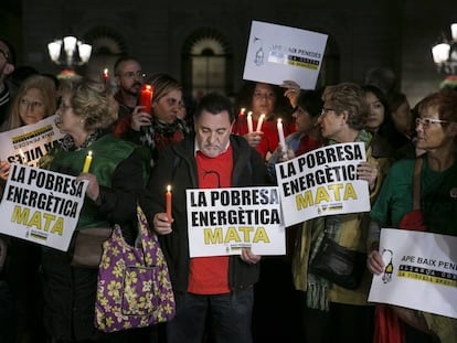 Manifestación contra la pobreza energética, el pasado febrero en Barcelona.
