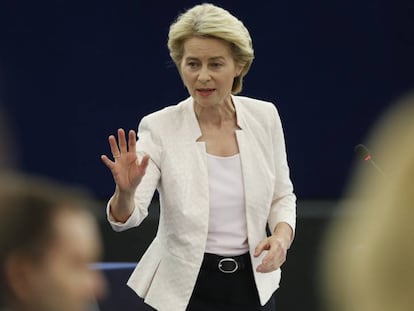 Ursula von der Leyen, este martes durante el debate en el Parlamento en Estrasburgo.