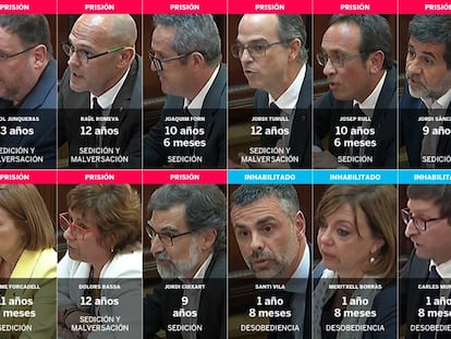 Os condenados após o julgamento do 'procés' independentista.