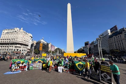 Ciudadanos brasileños acusados de tomar el Congreso de Brasil, el 9 de septiembre en Buenos Aires, Argentina