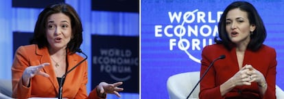 Sheryl Sandberg, en dos de sus intervenciones en el Foro Económico de Davos del pasado mes de enero.