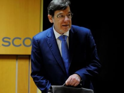 El presidente del Tribunal Superior de Justicia del País Vasco, Juan Luis Ibarra, este miércoles en el Parlamento vasco.  