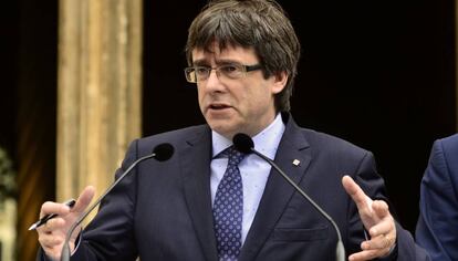 El presidente de la Generalitat, Carles Puigdemont, este viernes en Palma.