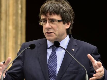 El presidente de la Generalitat, Carles Puigdemont, este viernes en Palma.