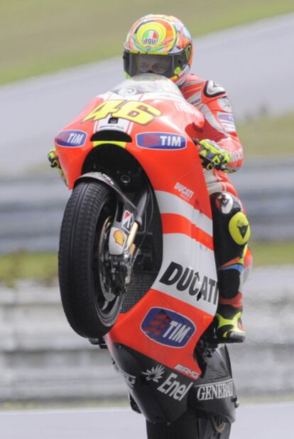 Valentino Rossi, al término de la sesión de ayer.