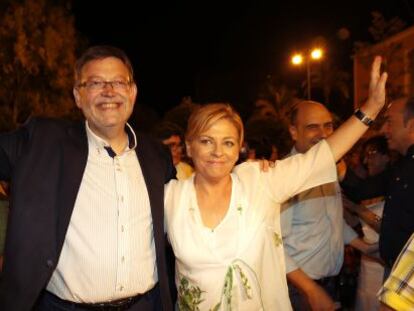 Ximo Puig y Elena Valenciano en el acto del PSPV celebrado en Alicante.