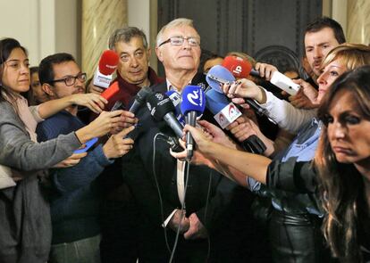 El alcalde de Valencia, Joan Ribó, en una comparecencia de prensa. 