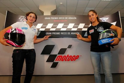 Ana Carrasco y María Herrera,  en el circuito de Alcañiz. 