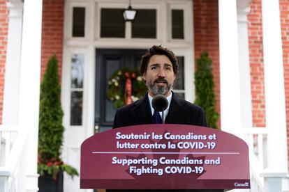 Justin Trudeau, primer ministro de Canadá, durante una conferencia de prensa en Ottawa, este martes.