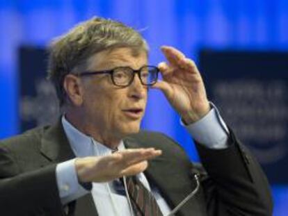 Fotografía tomada el pasado 24 de enero en la que se registró al fundador de Microsoft, Bill Gates, durante una intervención en el Foro Económico Mundial de Davos (Suiza).