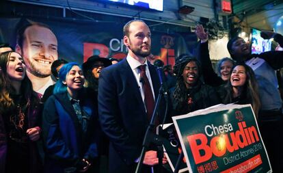 Chesa Boudin, en la noche electoral en San Francisco el pasado 5 de noviembre.