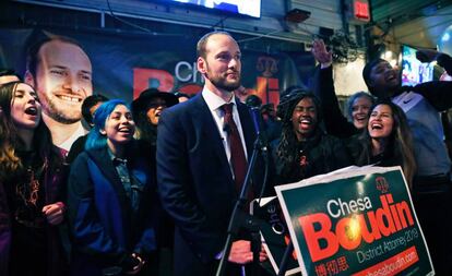 Chesa Boudin, en la noche electoral en San Francisco el pasado 5 de noviembre. 