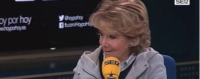 Esperanza Aguirre, en un momento de la entrevista en la Cadena Ser.