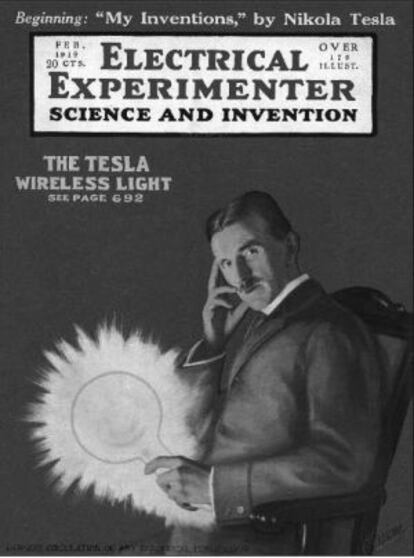 Portada de la revista &#039;Electrical Experimenter&#039; sobre Nikola Tesla.