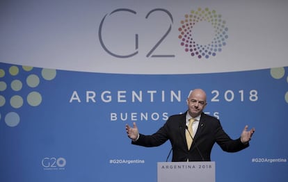 El presidente de la FIFA, Gianni Infantino, en la cumbre del G20 en Buenos Aires.