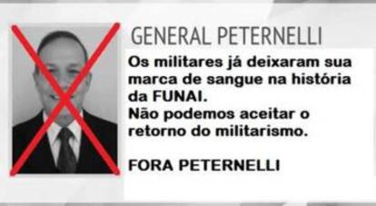 Um meme repudiando a indica&ccedil;&atilde;o do general Peternelli circula nas redes sociais. 