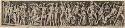 'Escenas de la vida de Aquiles', estampa de un bajorrelieve de un sarcófago, obra de Bernardino Capitelli.